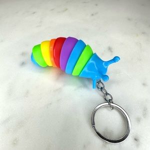 Snail Fidget Rainbow Keychain Silver Keyring Accessory Unisex